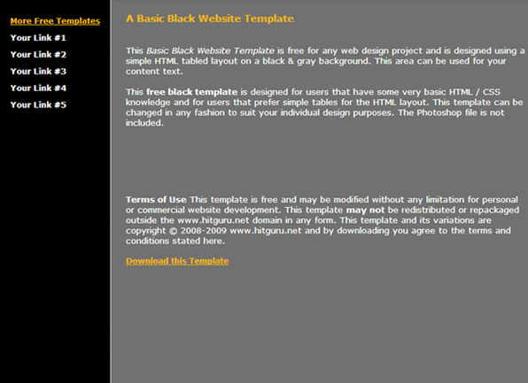 Bare Bones Black Web Template