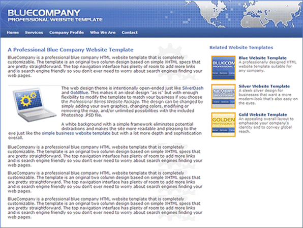 Free Professional Blue Company Web Template