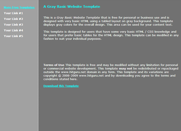 Bare Bones Gray Web Template