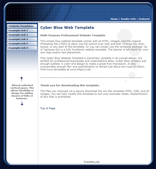 Small Width Relic 1.0 Cyber Blue Web Template