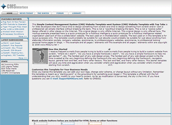 Simple Gray Template with Tabs