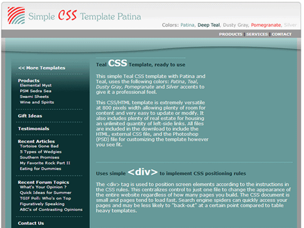 Teal Colored Web Template